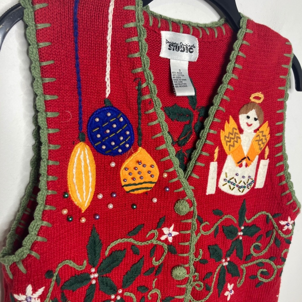 Designers original studio Christmas‎ vest women's size small winter holiday red - Picture 3 of 6